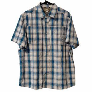 LL Bean Men's Short Sleeve Button Down Fishing Shirt Polyester Nylon XL Reg